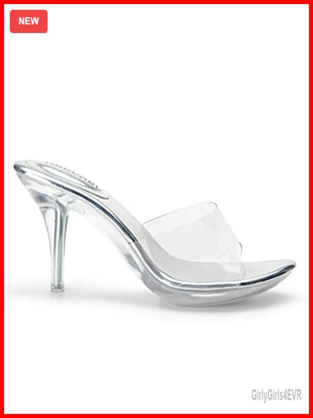 Women's Clear Stiletto Heeled Sandals Open Toe Slip On Mule, 3.74in Heel